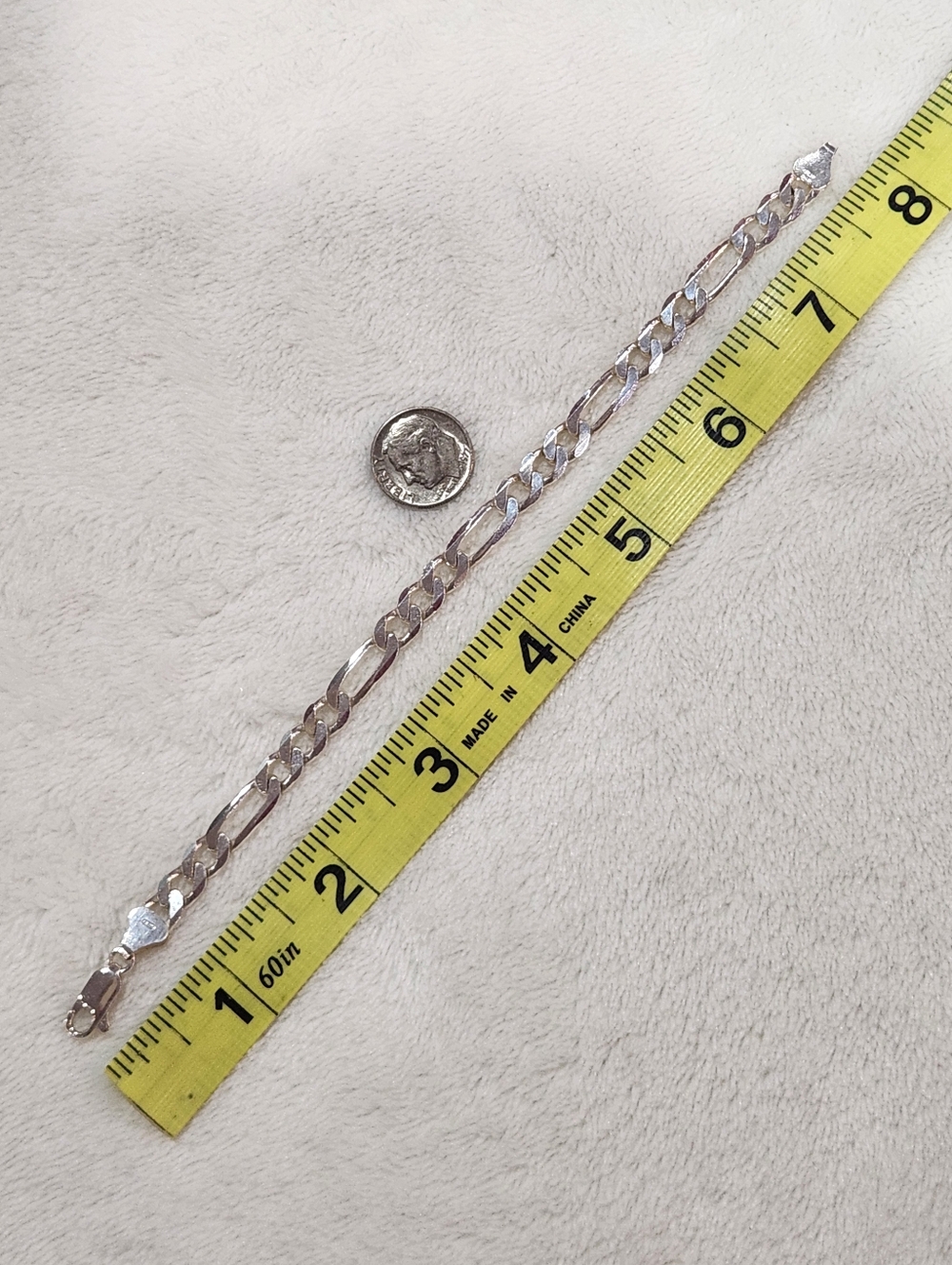 Sterling Silver Figaro Chain Bracelet - Picture 9 of 10